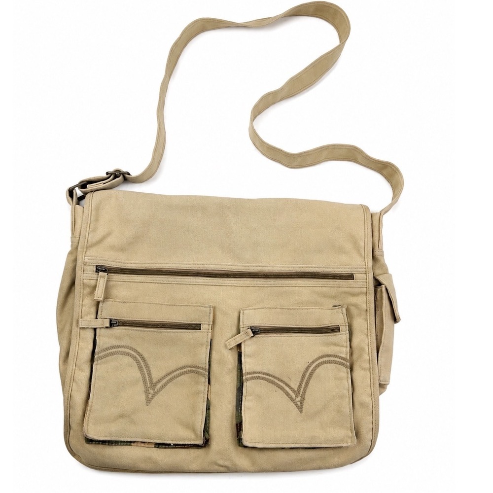 Levi's Vintage Y2K Khaki Canvas Messenger Bag Unisex Crossbody Laptop Bag